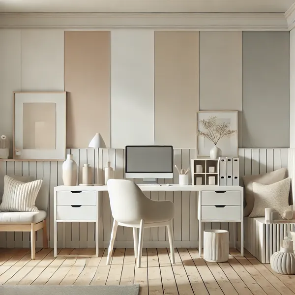 Minimalist Home Office Decorating setup with a neutral color palette